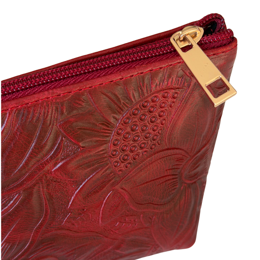Leather Cosmetics Bag - Rojo
