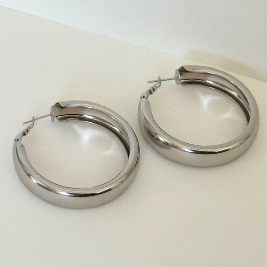 Grande Chunky Hoop Silver