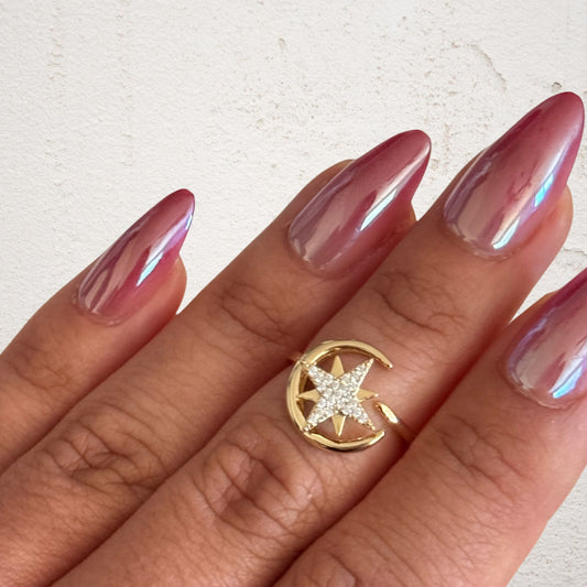 Moon and Star Fidget Ring