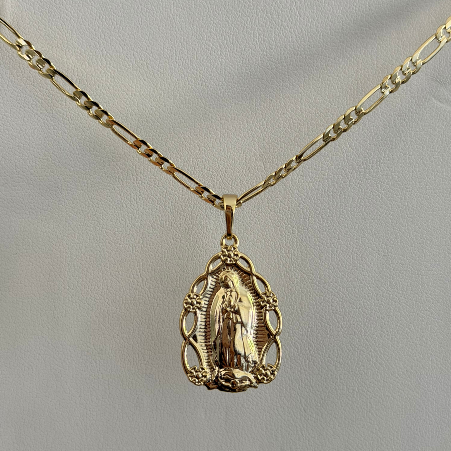gold plated necklace with Virgin Mary pendant