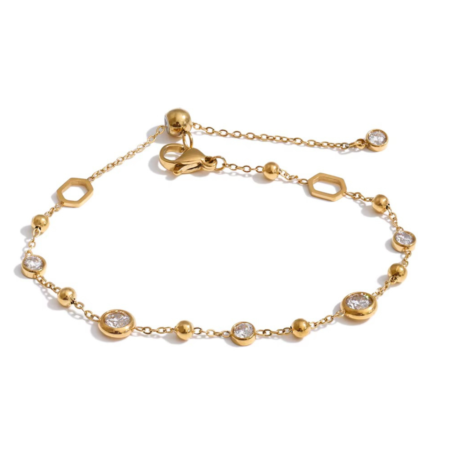 Round Bezel Bead Bracelet