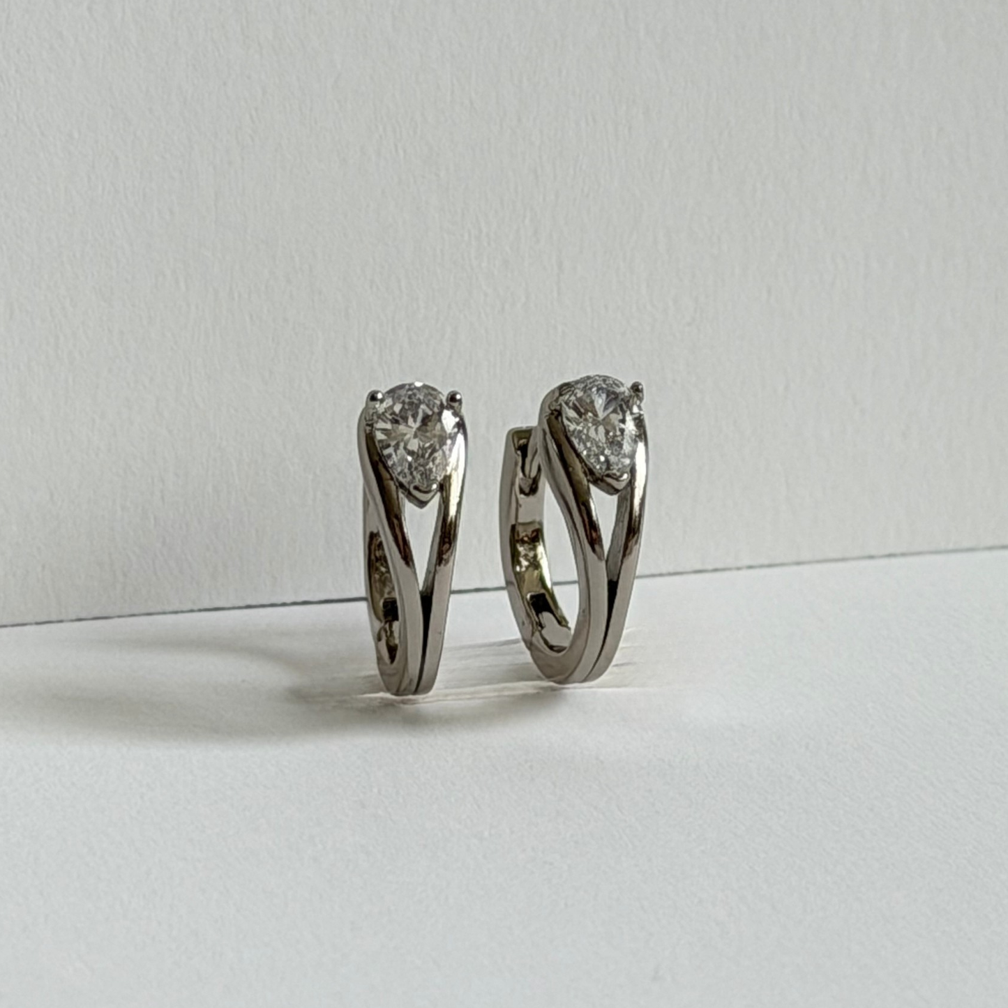 Pear Stone Mini Hoops