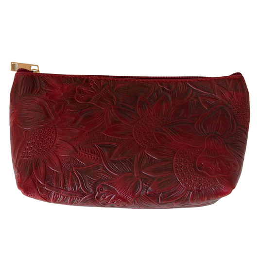 Leather Cosmetics Bag - Rojo
