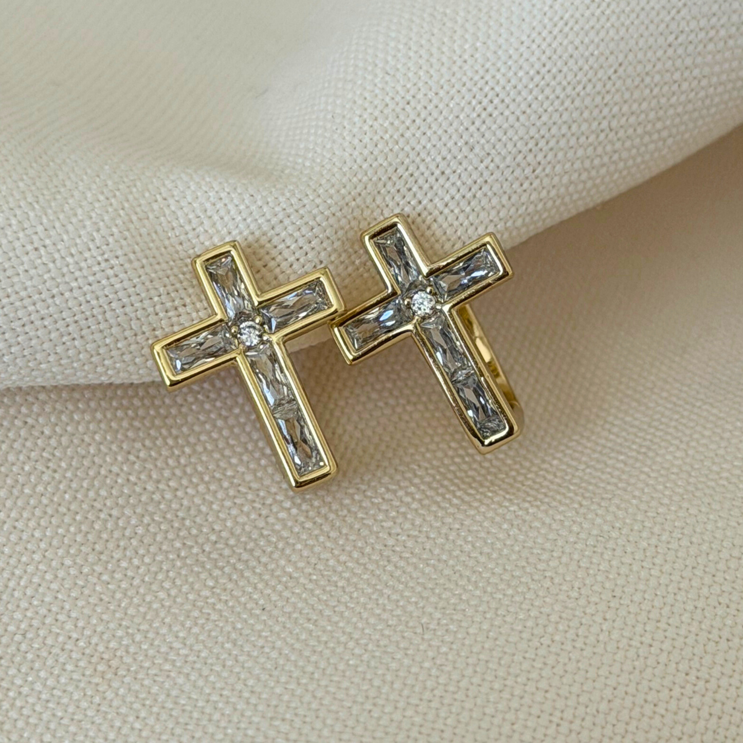 cz cross earrings