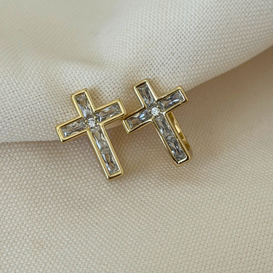 cz cross earrings