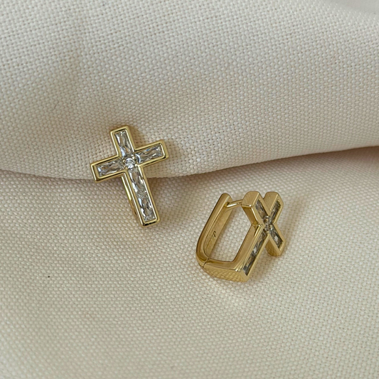 cz cross earrings