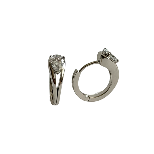 Pear Stone Mini Hoops
