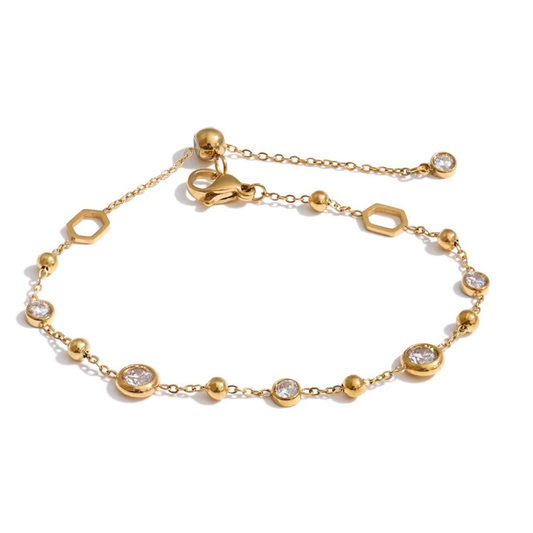 Round Bezel Bead Bracelet